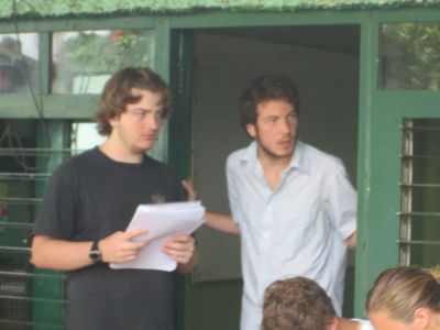 Aaron & Jesse looking quite intent on their final morning of Spanish class. 