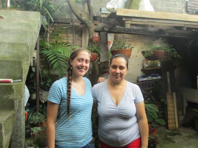 Emily with her Jinotega host mom in their backyard/patio
