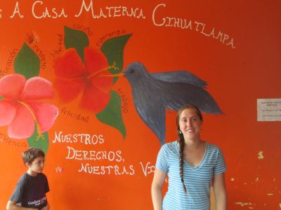Colorful representative art inside Casa Materna