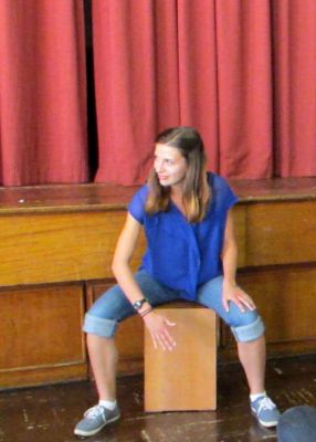 Morgan tries out the cajón.