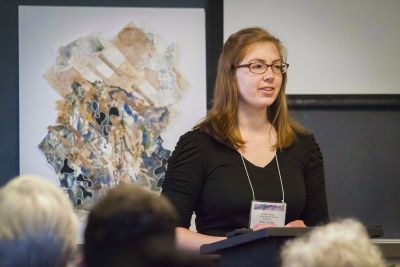 Kate Yoder, a 2015 graduate, presents at the 2015 Academic Syposium